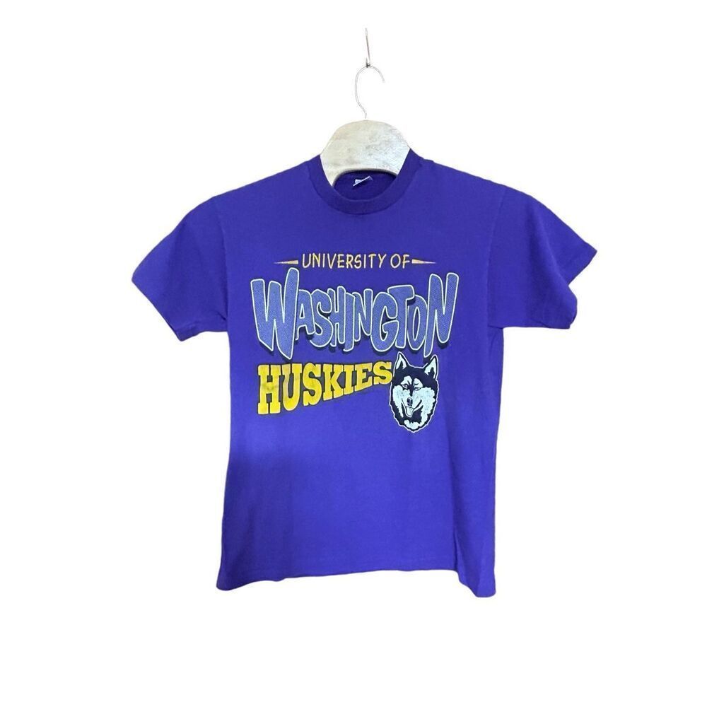 University of Washington Single Stitch Fruit of the Loom Large Purple T Shirt
